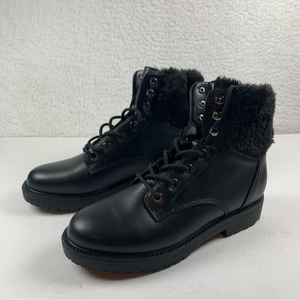 Bandolino Womens Livia Black‎  Round Toe Lace Up Combat Boots Size 9 M NWOB 7219